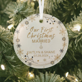 私たちの初めてのクリスマス 結婚した ガラスオーナメント