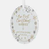 私たちの初めてのクリスマス 結婚した ガラスオーナメント (正面左)