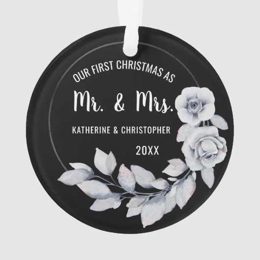 私たちの初めてのクリスマス 結婚した |シルバーバラオーナメント オーナメント (裏面)