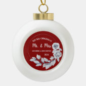 私たちの初めてのクリスマス 結婚した |シルバーバラオーナメント セラミックボールオーナメント (正面)