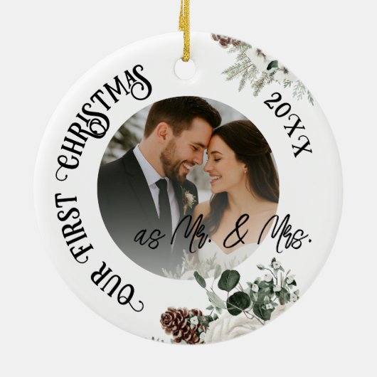 私たちの初めてのクリスマス 結婚した セラミックオーナメント (裏面)