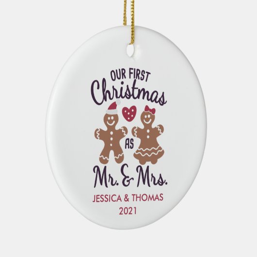 私たちの初めてのクリスマス 結婚した セラミックオーナメント (右)