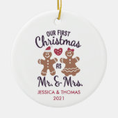 私たちの初めてのクリスマス 結婚した セラミックオーナメント (正面)