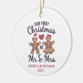 私たちの初めてのクリスマス 結婚した セラミックオーナメント (左)