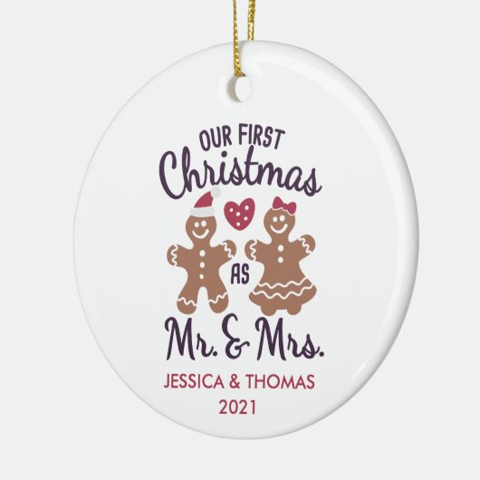 私たちの初めてのクリスマス 結婚した セラミックオーナメント (左)