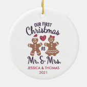 私たちの初めてのクリスマス 結婚した セラミックオーナメント (裏面)