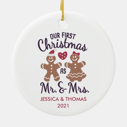 私たちの初めてのクリスマス 結婚した セラミックオーナメント (裏面)