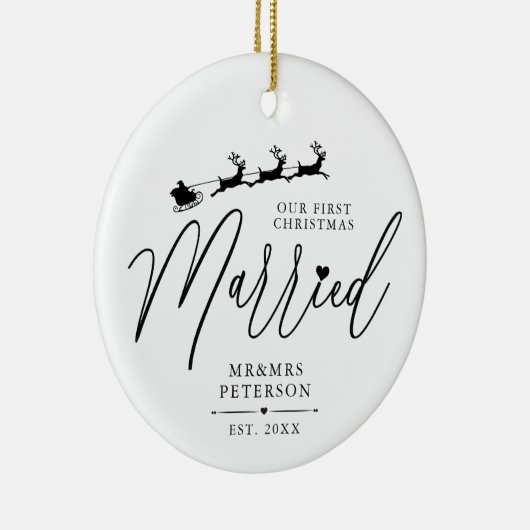 私たちの初めてのクリスマス 結婚した セラミックオーナメント (右)