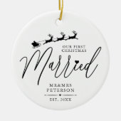 私たちの初めてのクリスマス 結婚した セラミックオーナメント (正面)
