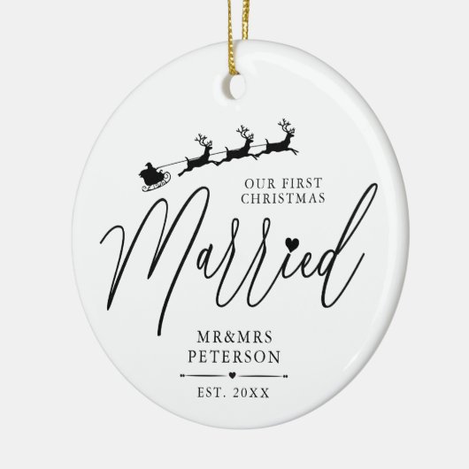 私たちの初めてのクリスマス 結婚した セラミックオーナメント (左)