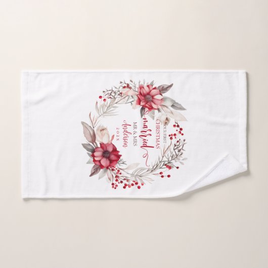 私たちの初めてのクリスマス 結婚した ハンドタオル (ハンドタオル)