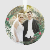 私たちの初めてのクリスマス 結婚した |写真ミスタントー オーナメント (裏面)