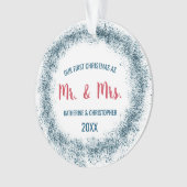 私たちの初めてのクリスマス 結婚した |青いグリッター オーナメント (正面)