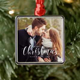 「私たちの初めてのクリスマス」結婚の写真 メタルオーナメント