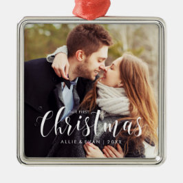 「私たちの初めてのクリスマス」結婚の写真 メタルオーナメント