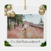 私たちの初めてのクリスマス 結婚記念日のクリスマス セラミックオーナメント (裏面)