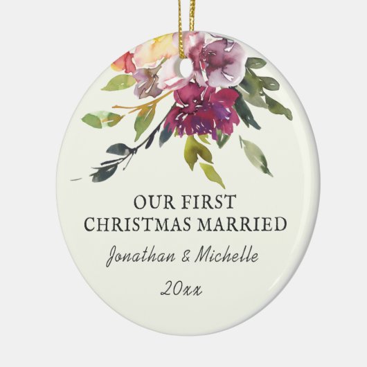 私たちの初めてのクリスマス 結婚記念日の聖書の一節 クリスマス セラミックオーナメント (左)