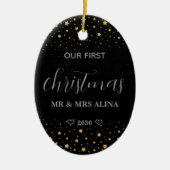 私たちの初めてのクリスマス 結婚 セラミックオーナメント (正面)