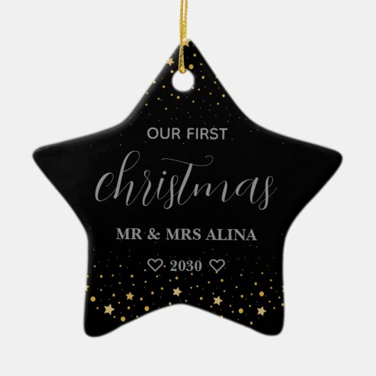 私たちの初めてのクリスマス 結婚 セラミックオーナメント (正面)