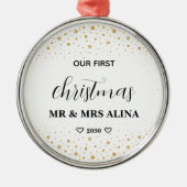 私たちの初めてのクリスマス 結婚 メタルオーナメント (正面)