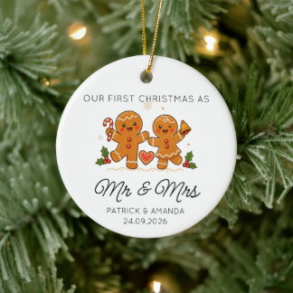 私たちの初めてのクリスマス 結婚 Mr & Mrs 名前 セラミックオーナメント