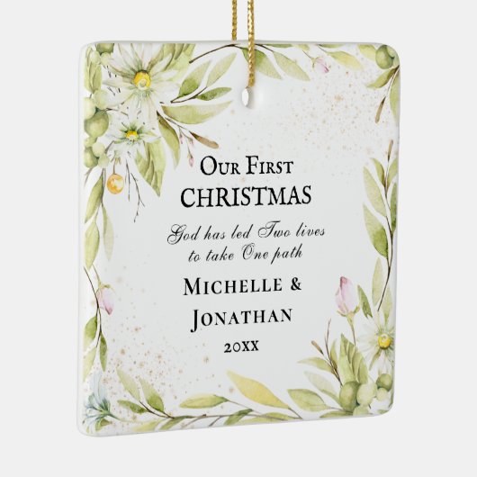 私たちの初めてのクリスマス 花の名言 セラミックオーナメント (右)