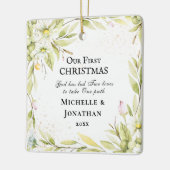 私たちの初めてのクリスマス 花の名言 セラミックオーナメント (左)