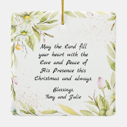 私たちの初めてのクリスマス 花の名言 セラミックオーナメント (裏面)