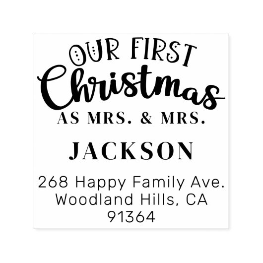 私たちの初めてのクリスマス MRS & MRS 差出人 LGBTQ セルフインキングスタンプ (デザイン)