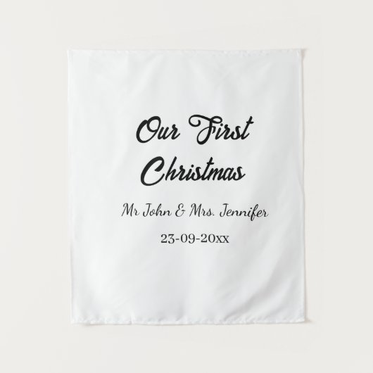 私たちの初めてのクリスマス Mr. and Mrs. カップル名 日付 タペストリー (正面)