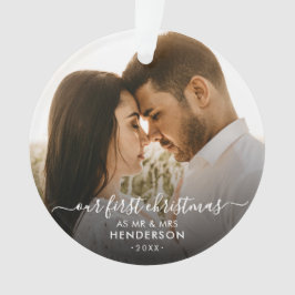 私たちの初めてのクリスマス Mr & Mrs (またはその他) 写真 オーナメント