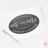 私たちの初めてのクリスマス Mr. & Mrs.チョークボードウェディング 楕円形シール (封筒)