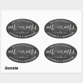 私たちの初めてのクリスマス Mr. & Mrs.チョークボードウェディング 楕円形シール (シート)