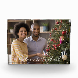 私たちの初めてのクリスマス Mr & Mrs 名前入り フォトブロック