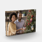 私たちの初めてのクリスマス Mr & Mrs 名前入り フォトブロック (左)