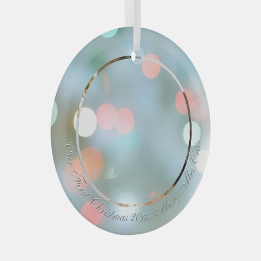 私たちの初めてのクリスマスDIY名前日付フォトグレー文字 ガラスオーナメント (正面右)