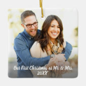 私たちの初めてのクリスマスKeepsake写真 セラミックオーナメント (正面)