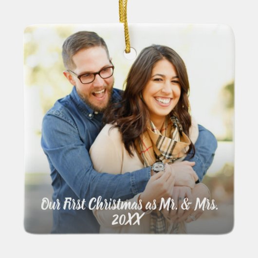 私たちの初めてのクリスマスKeepsake写真 セラミックオーナメント (正面)