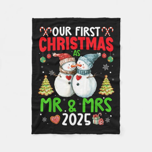私たちの初めてのクリスマスMr. &amp; Mrs. 2025 Coule Ma フリースブランケット (正面)