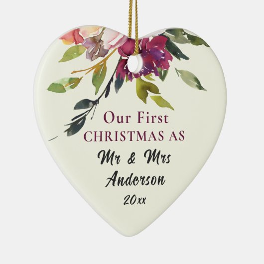 私たちの初めてのクリスマスMr.&Mrs.バイブル聖句クリスマス セラミックオーナメント (右)