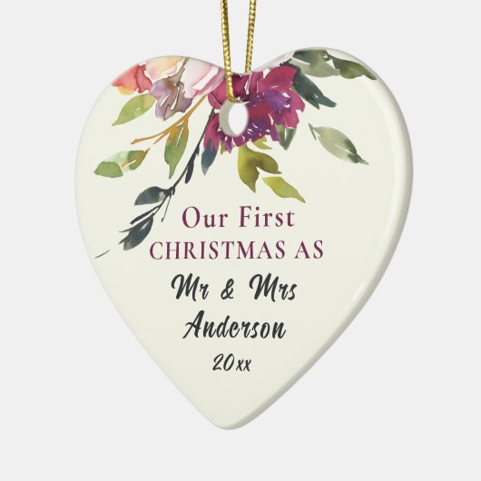 私たちの初めてのクリスマスMr.&Mrs.バイブル聖句クリスマス セラミックオーナメント (左)