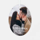 私たちの初めてのクリスマスmrs&mr 2写真結婚の金属 メタルオーナメント (正面左)