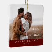 私たちの初めてのクリスマスNewlyweds写真 セラミックオーナメント (右)