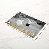 私たちの初めてのノエル クリスマス写真 ゴールド 箔シーズンカード (回転した状態)