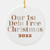 「私たちの初めての借金ゼロのクリスマス」カスタマイズ可能 セラミックオーナメント (裏面)