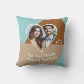 私たちの初めての楽しい結婚クリスマスカスタム写真 クッション (正面)