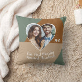 私たちの初めての楽しい結婚クリスマスカスタム写真 クッション (ブランケット)