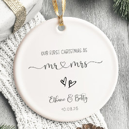 私たちの初クリスマス 夫婦 オーナメント Mr&Mrs ハート