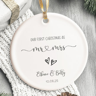 私たちの初クリスマス 夫婦 オーナメント Mr&Mrs ハート