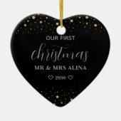 私たちの初クリスマス 夫婦 自作デザイン セラミックオーナメント (正面)